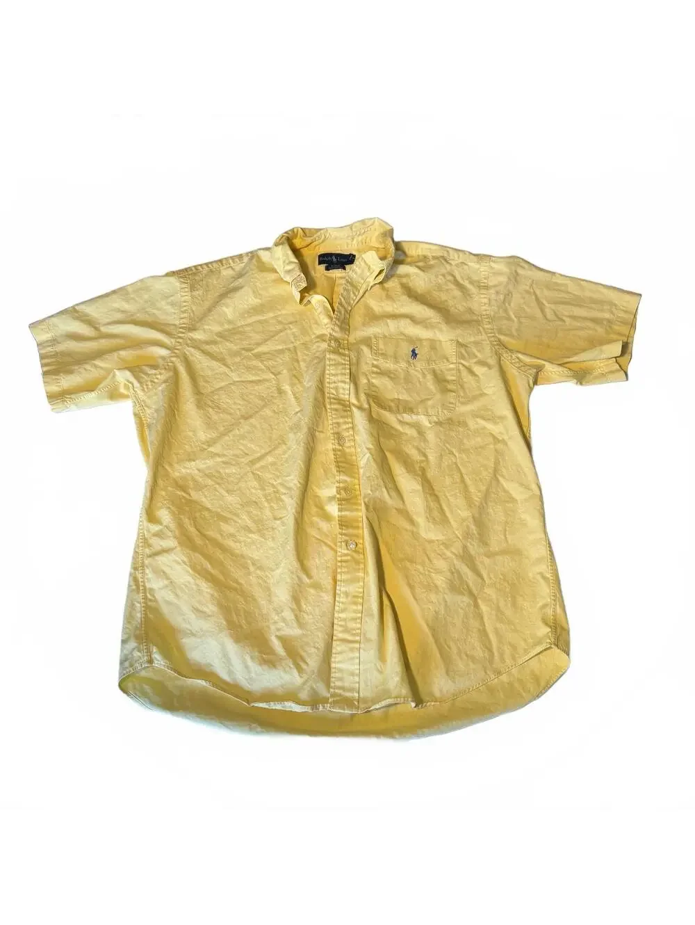 Polo Ralph Lauren Blake Fit Yellow Oxford Short Sleeve Button Down Sz L